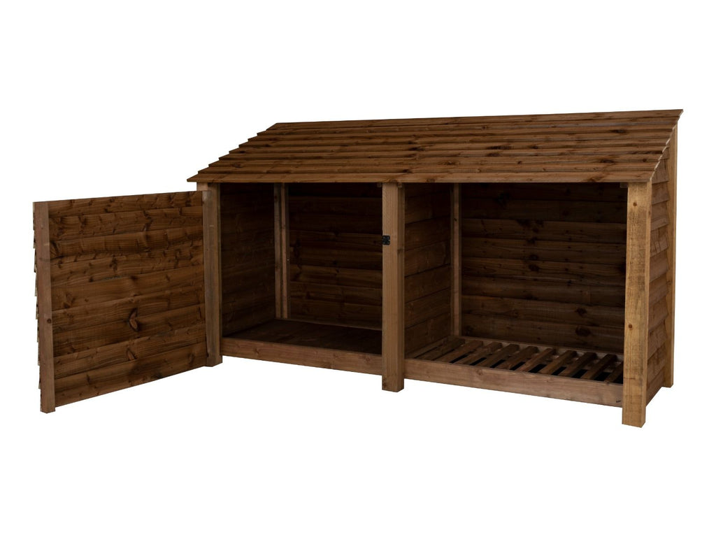 Wooden Garden Tool Storage W-227cm, H-126cm or 180cm, D-88cm - Brown Finish - SGP Garden Ltd
