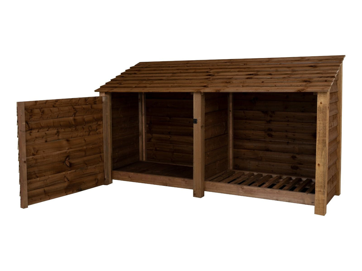 Wooden Garden Tool Storage W-227cm, H-126cm or 180cm, D-88cm - Brown Finish - SGP Garden Ltd