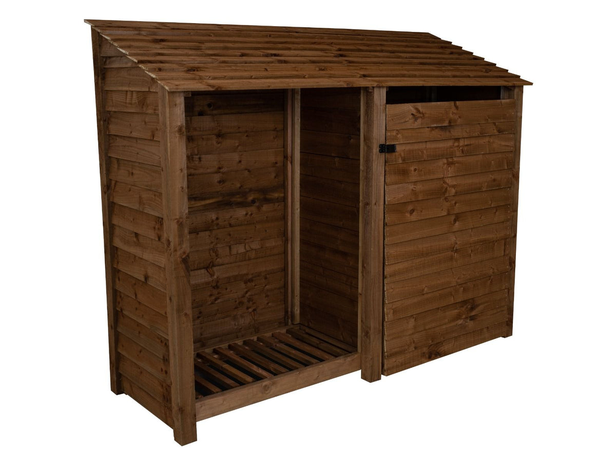 Wooden Garden Tool Storage W-227cm, H-126cm or 180cm, D-88cm - Brown Finish - SGP Garden Ltd