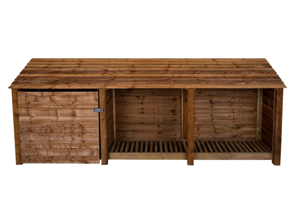 Wooden Garden Tool Storage W-335cm, H-126cm or 180cm, D-88cm - Brown Finish - SGP Garden Ltd