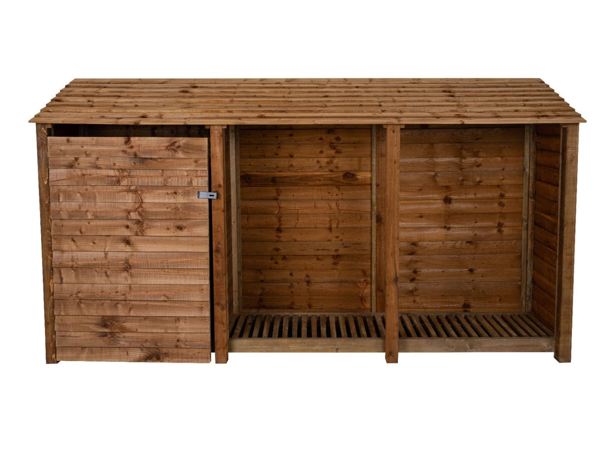 Wooden Garden Tool Storage W-335cm, H-126cm or 180cm, D-88cm - Brown Finish - SGP Garden Ltd