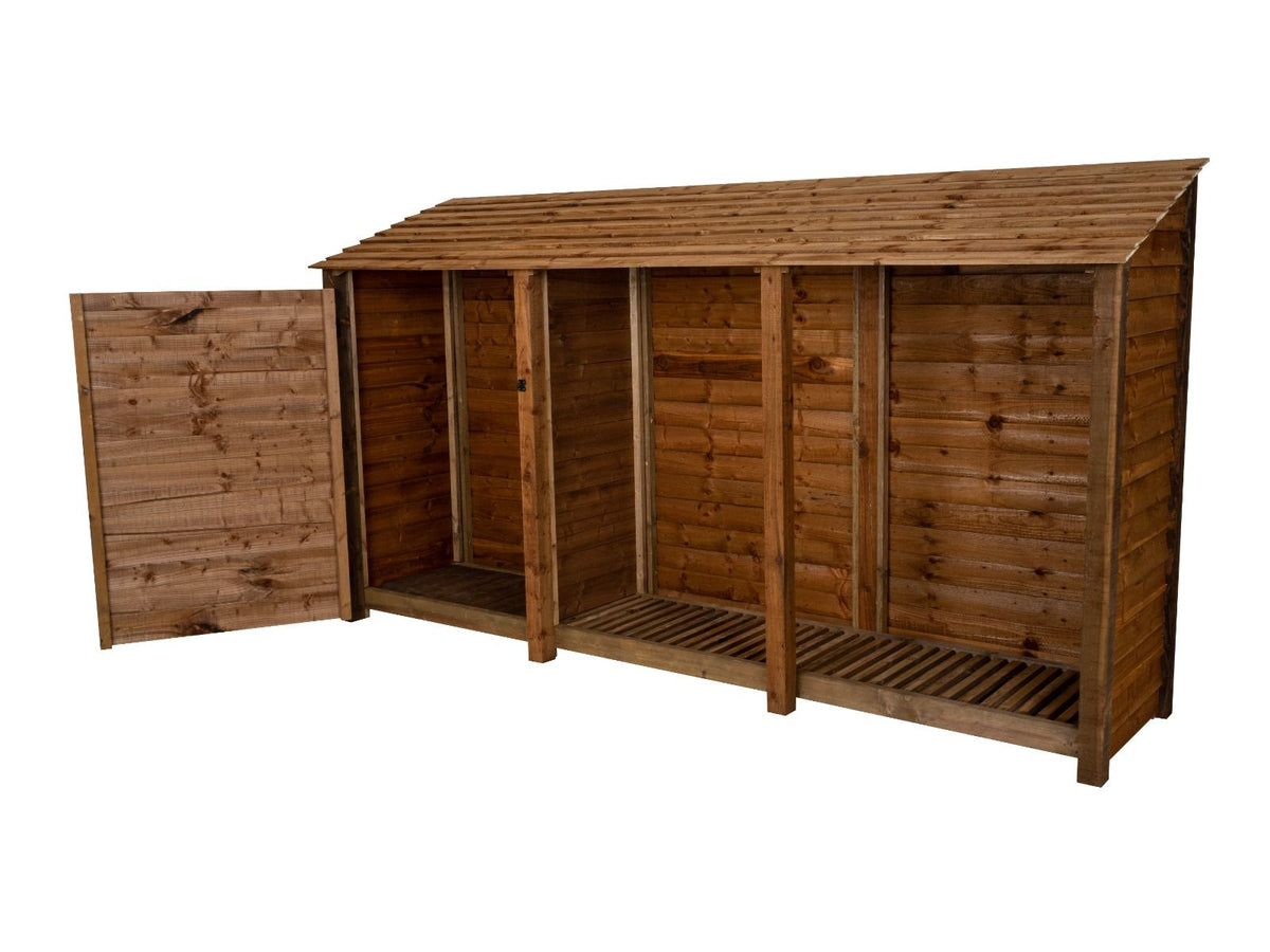 Wooden Garden Tool Storage W-335cm, H-126cm or 180cm, D-88cm - Brown Finish - SGP Garden Ltd