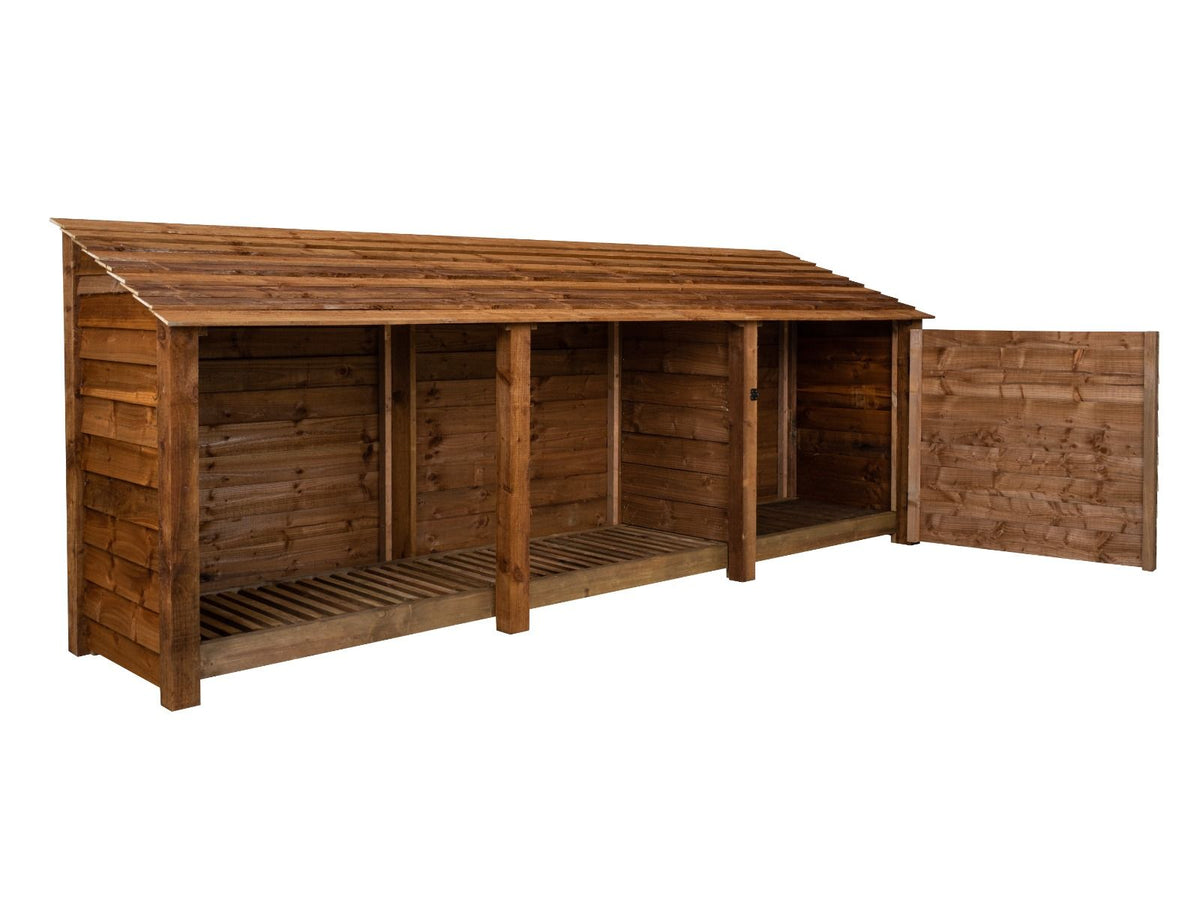 Wooden Garden Tool Storage W-335cm, H-126cm or 180cm, D-88cm - Brown Finish - SGP Garden Ltd