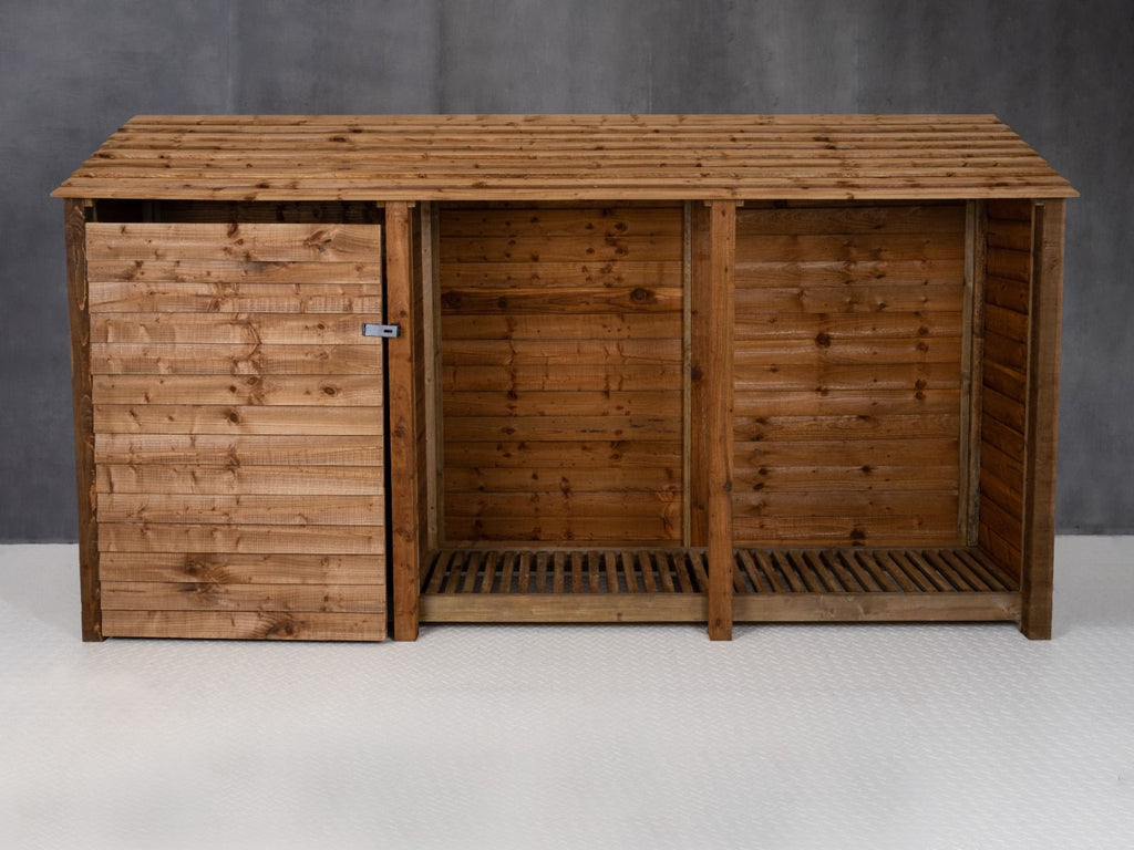 Wooden Garden Tool Storage W-335cm, H-126cm or 180cm, D-88cm - Brown Finish - SGP Garden Ltd