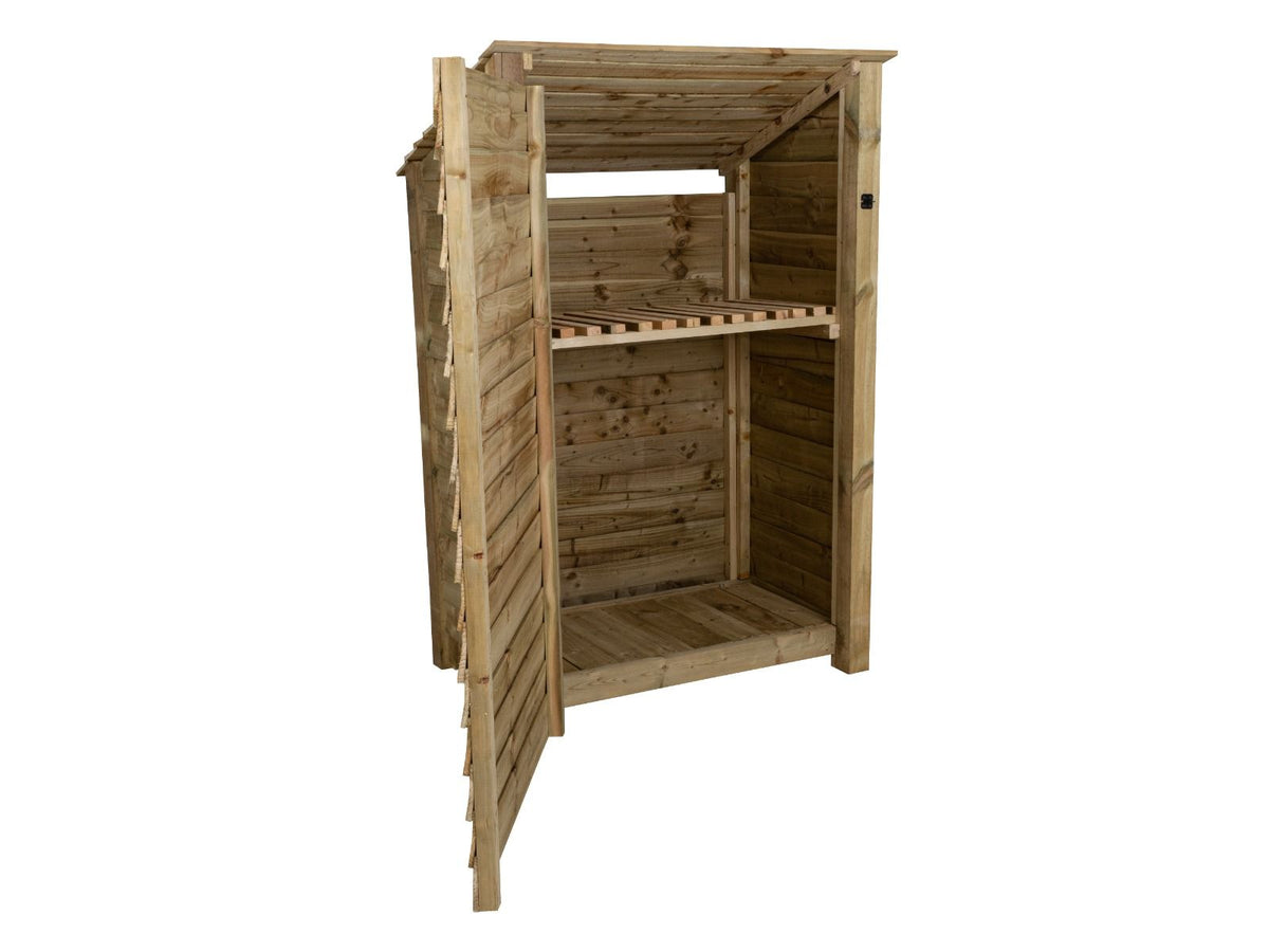 Wooden Garden Tool Storage with Shelf (Roof Sloping Back) W-119cm, H-126cm or 180cm, D-88cm - SGP Garden Ltd