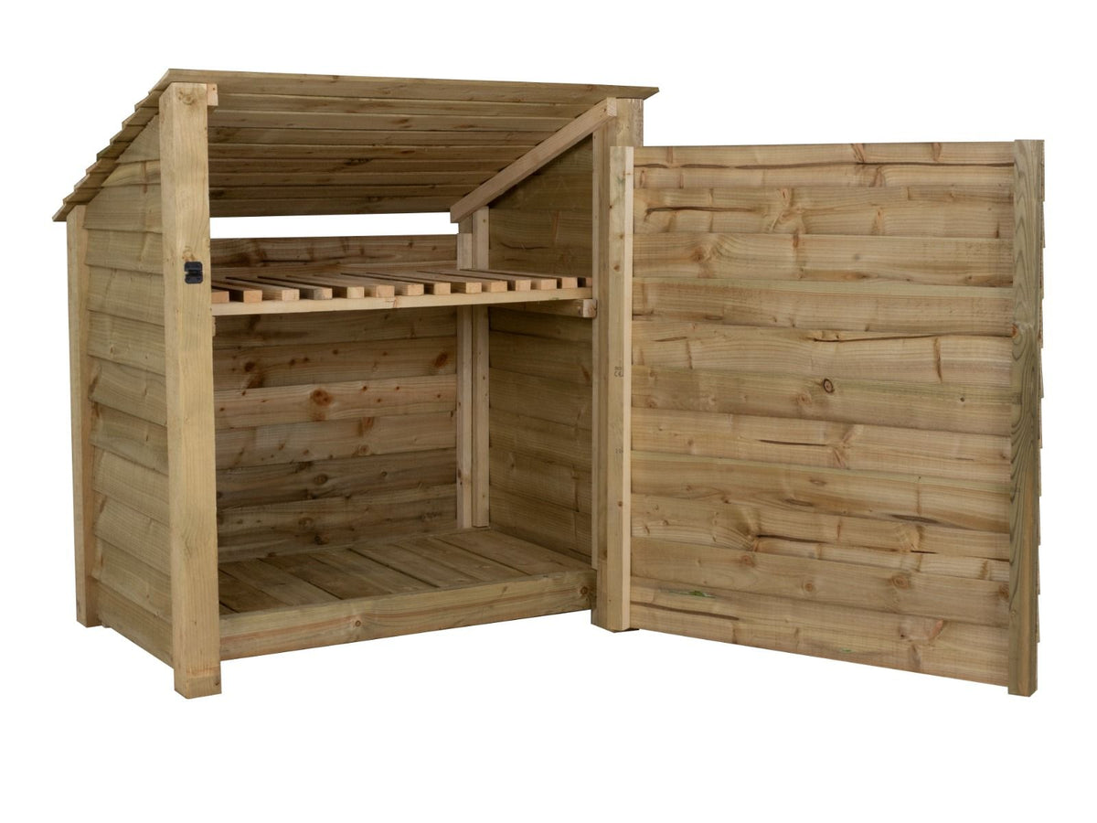 Wooden Garden Tool Storage with Shelf (Roof Sloping Back) W-119cm, H-126cm or 180cm, D-88cm - SGP Garden Ltd