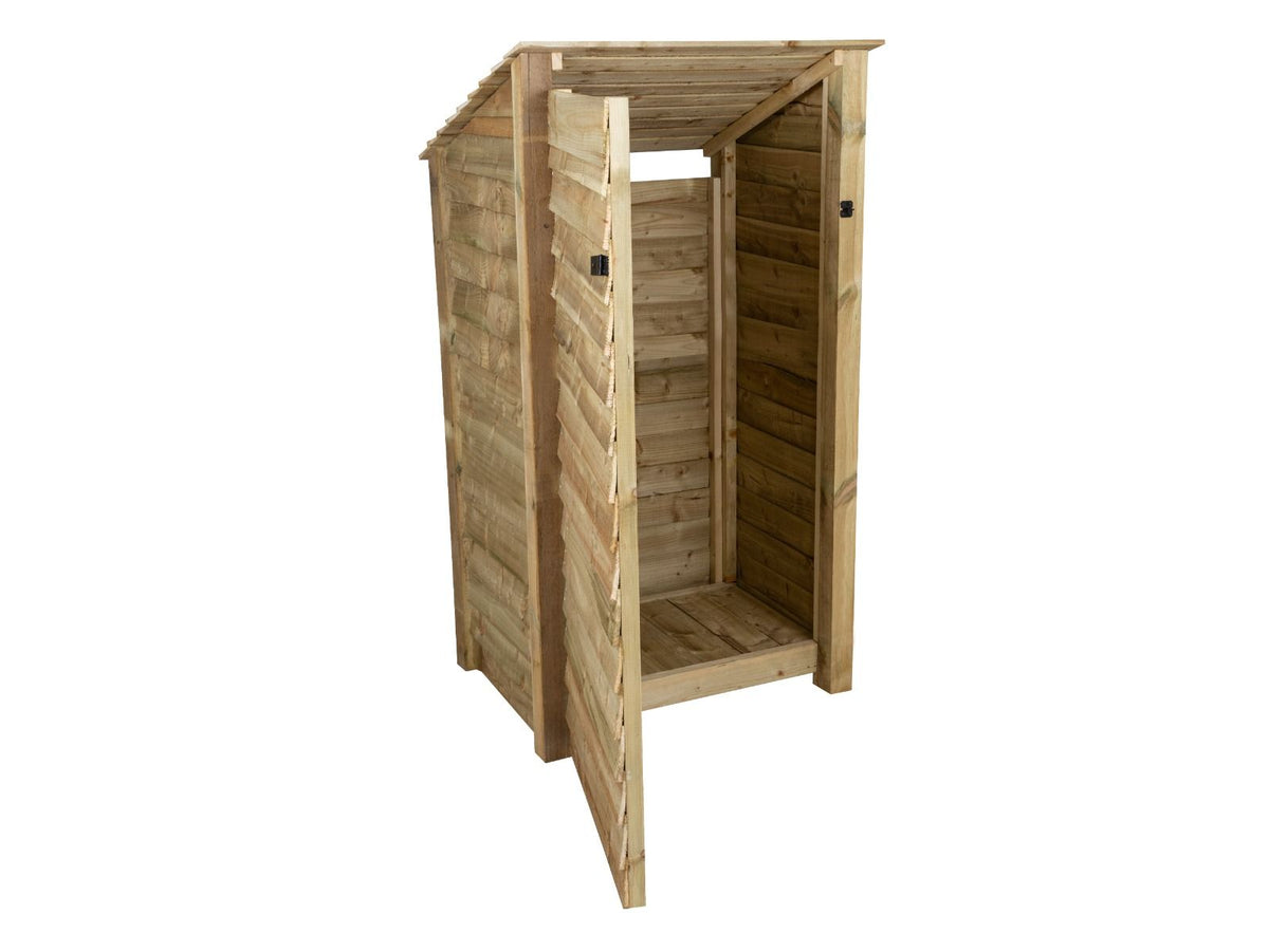 Wooden Garden Tool Storage with Shelf (Roof Sloping Back) W-99cm, H-126cm or 180cm, D-88cm - SGP Garden Ltd
