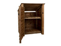 Wooden Garden Tool Storage with Shelf (Roof Sloping Back) W-99cm, H-126cm or 180cm, D-88cm - Brown Finish - SGP Garden Ltd