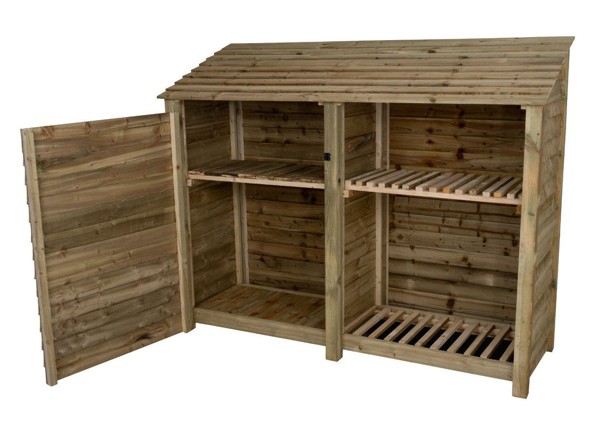 Wooden Garden Tool Storage with Shelf W-227cm, H-126cm or 180cm, D-88cm - SGP Garden Ltd