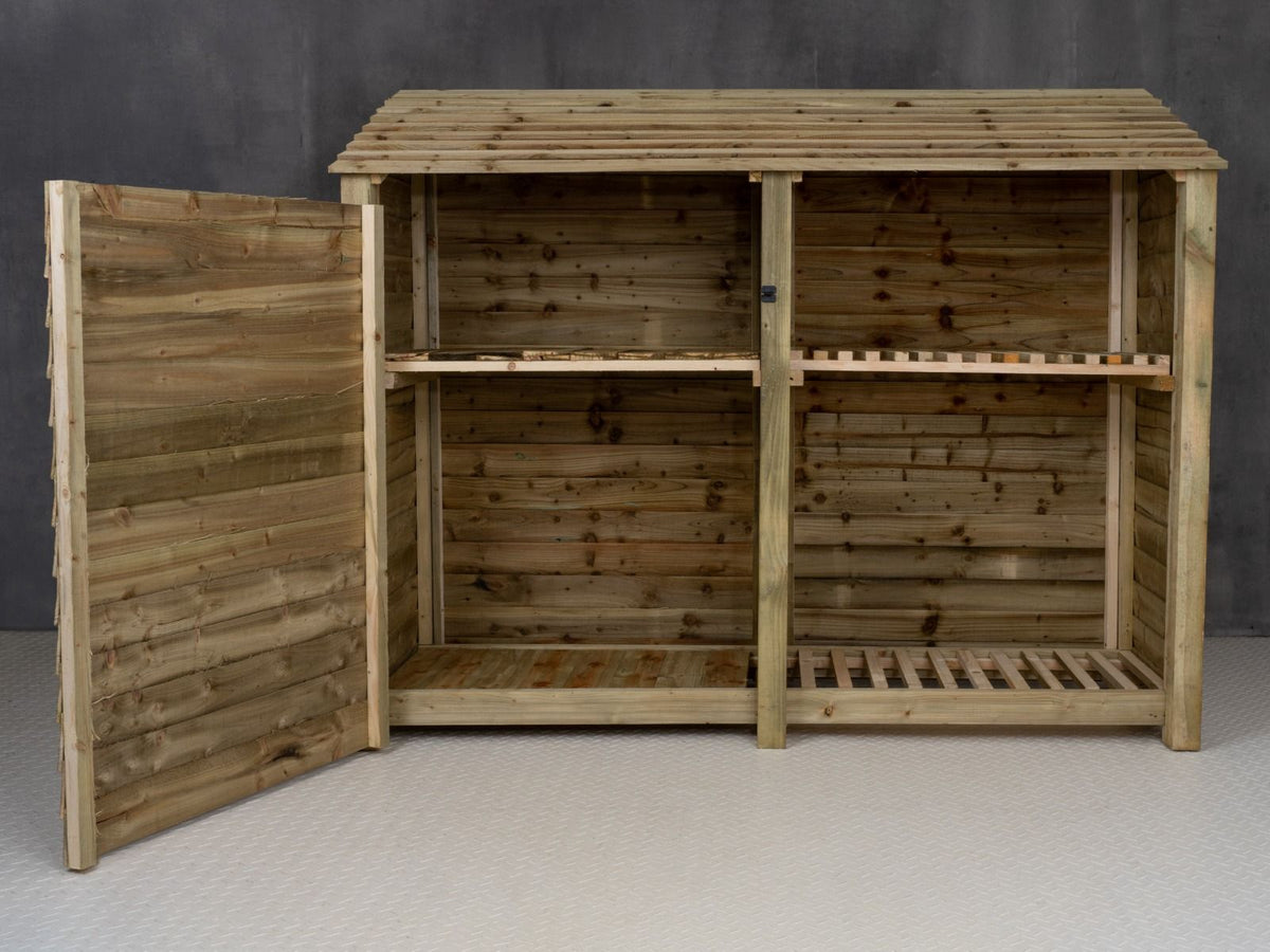 Wooden Garden Tool Storage with Shelf W-227cm, H-126cm or 180cm, D-88cm - SGP Garden Ltd
