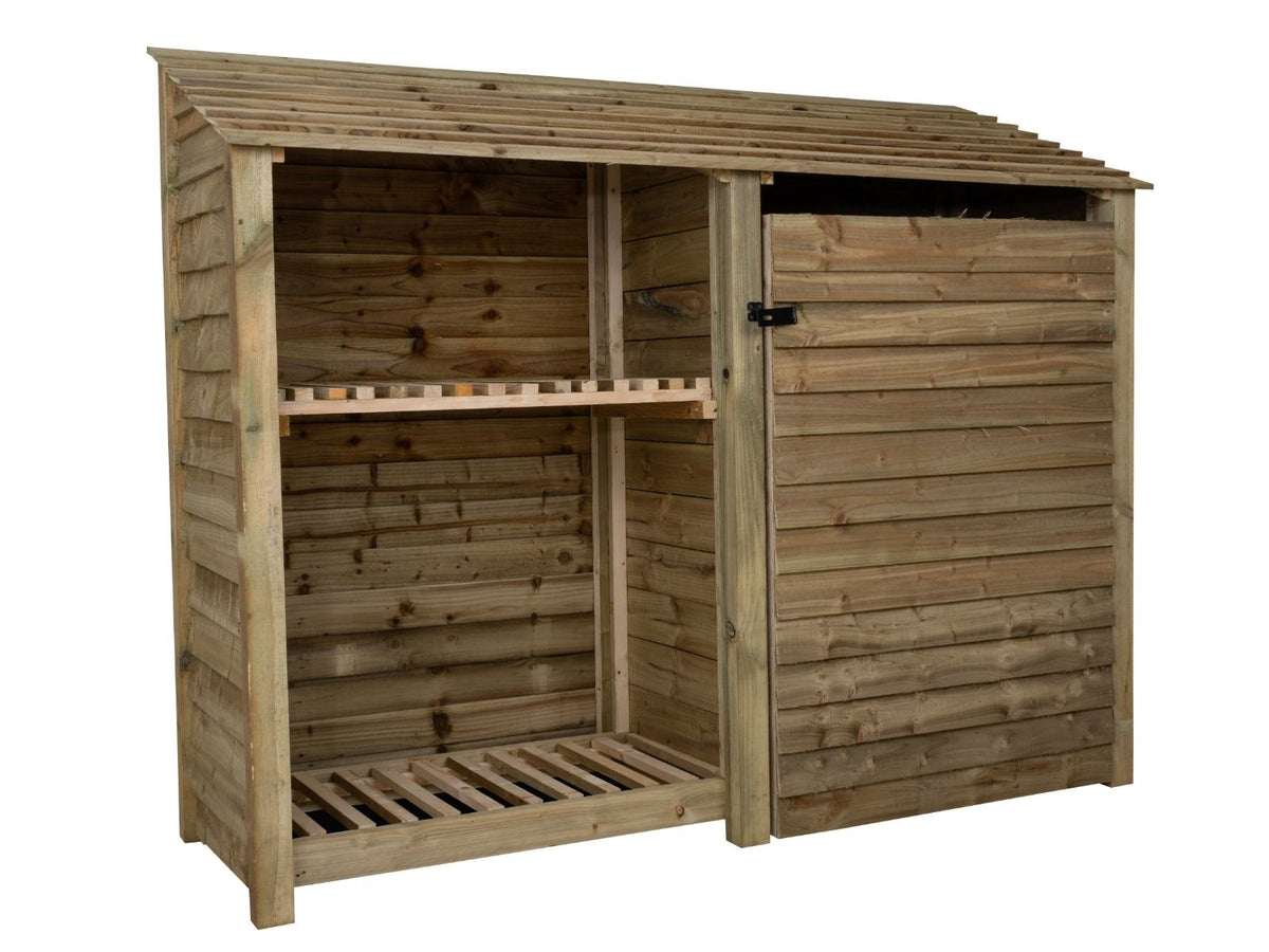 Wooden Garden Tool Storage with Shelf W-227cm, H-126cm or 180cm, D-88cm - SGP Garden Ltd