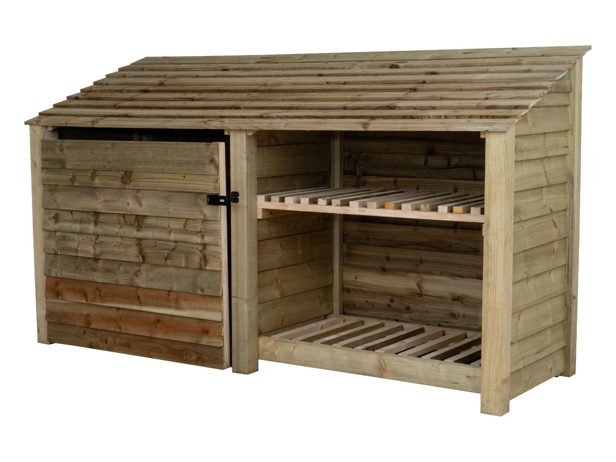 Wooden Garden Tool Storage with Shelf W-227cm, H-126cm or 180cm, D-88cm - SGP Garden Ltd
