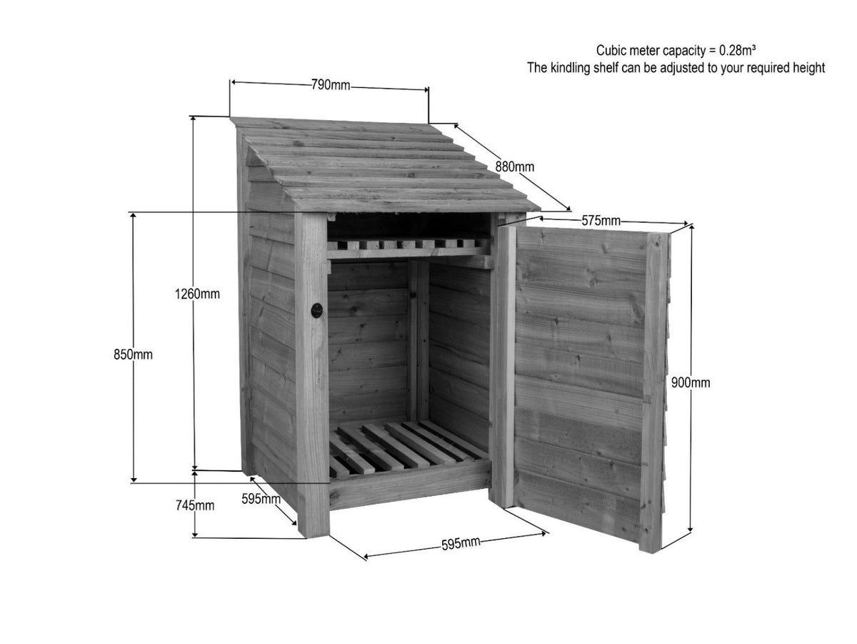Wooden Garden Tool Storage with Shelf W-79cm, H-126cm or 180cm, D-88cm - Brown Finish - SGP Garden Ltd