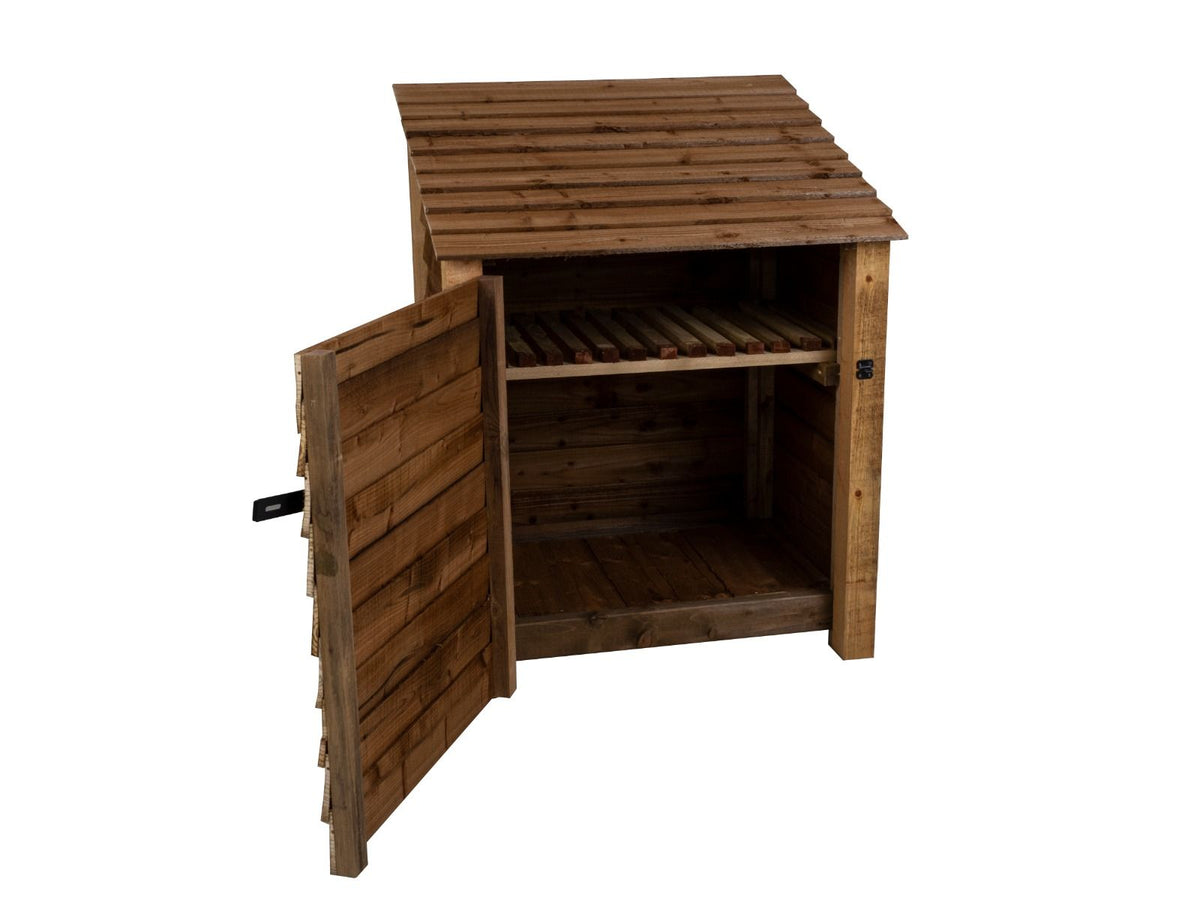 Wooden Garden Tool Storage with Shelf W-99cm, H-126cm or 180cm, D-88cm - Brown Finish - SGP Garden Ltd