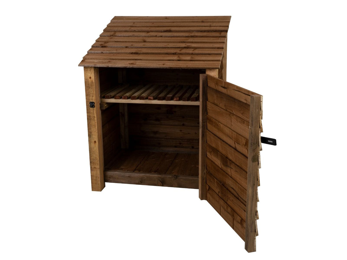 Wooden Garden Tool Storage with Shelf W-99cm, H-126cm or 180cm, D-88cm - Brown Finish - SGP Garden Ltd