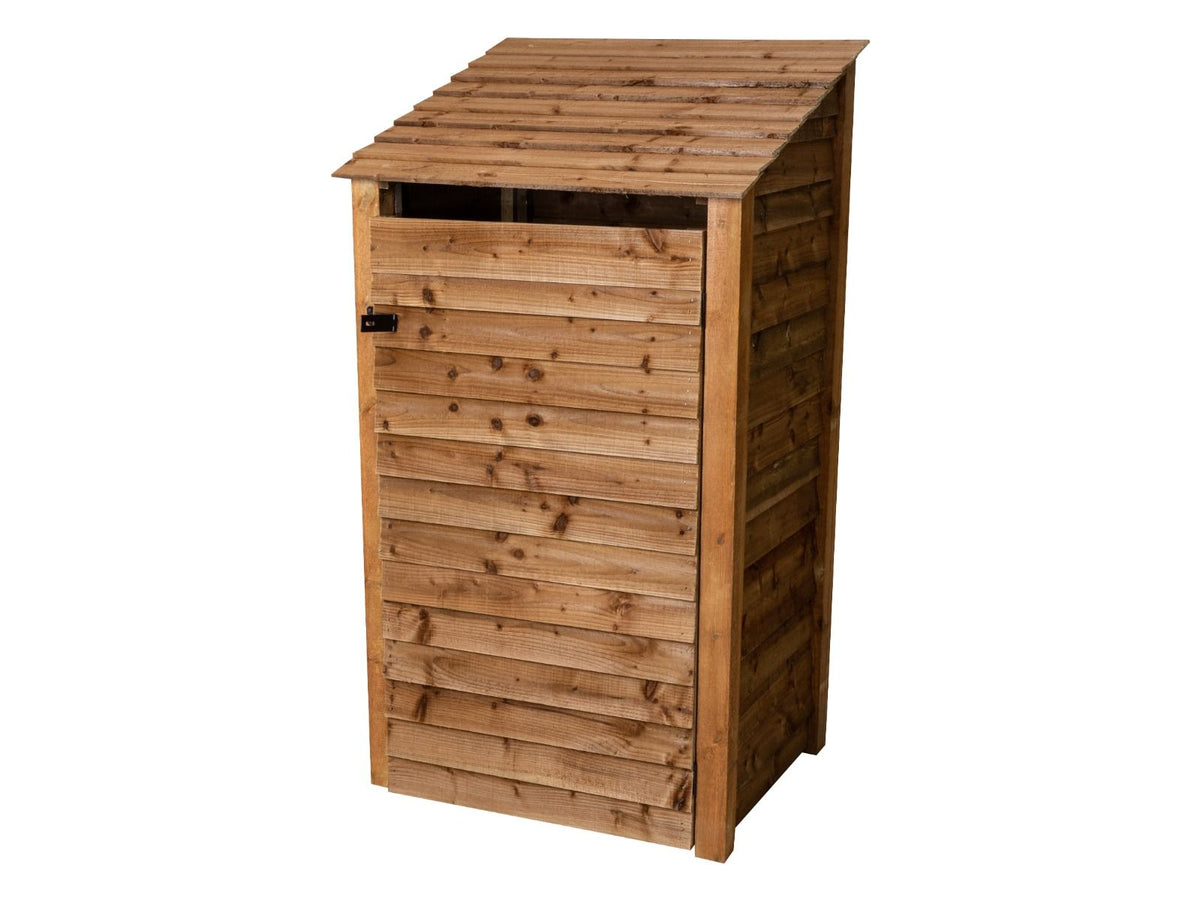 Wooden Garden Tool Storage with Shelf W-99cm, H-126cm or 180cm, D-88cm - Brown Finish - SGP Garden Ltd