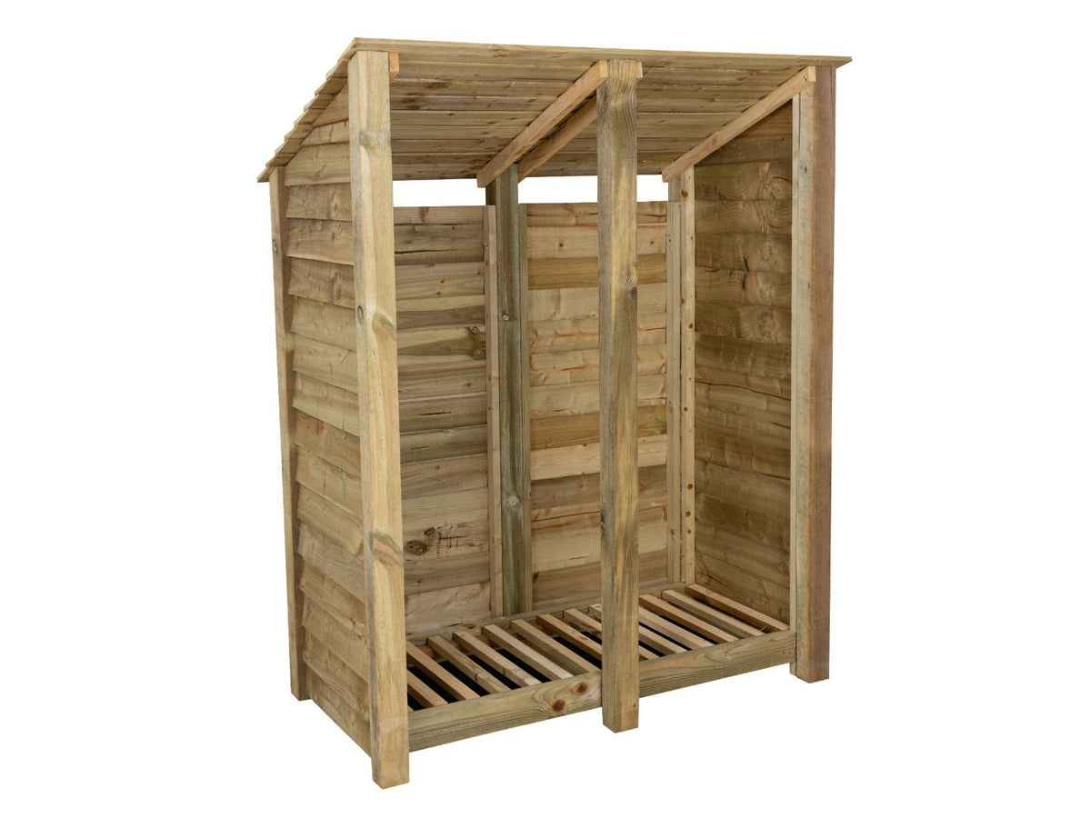 Wooden Log Store (Roof Sloping Back) W-146cm, H-126cm or 180cm, D-88cm - SGP Garden Ltd