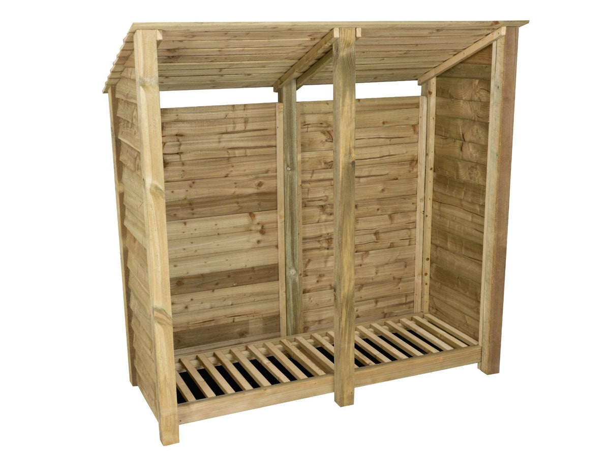 Wooden Log Store (Roof Sloping Back) W-187cm, H-126cm or 180cm, D-88cm - SGP Garden Ltd