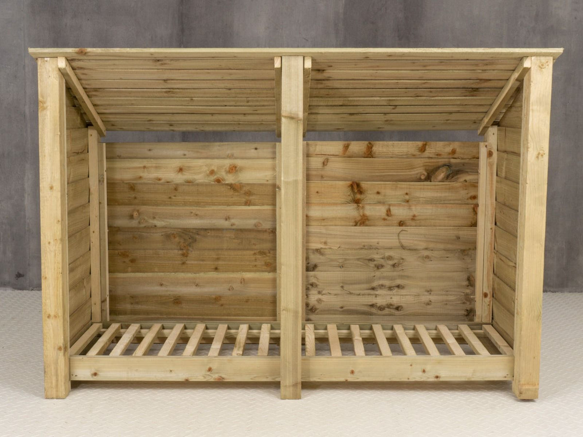Wooden Log Store (Roof Sloping Back) W-187cm, H-126cm or 180cm, D-88cm - SGP Garden Ltd
