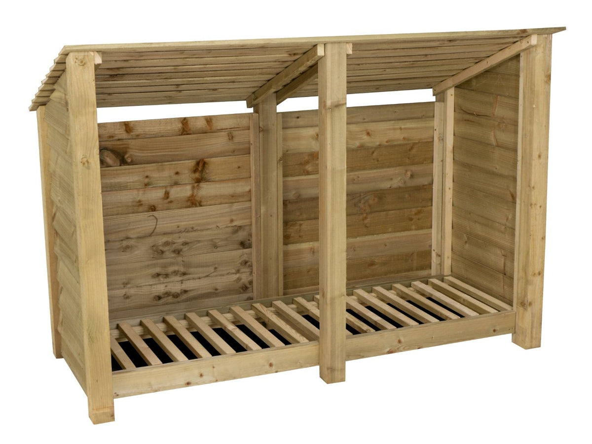 Wooden Log Store (Roof Sloping Back) W-187cm, H-126cm or 180cm, D-88cm - SGP Garden Ltd