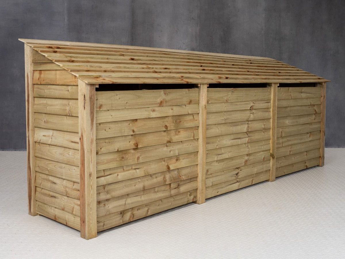 Wooden Log Store (Roof Sloping Back) W-335cm, H-126cm or 180cm, D-88cm - SGP Garden Ltd