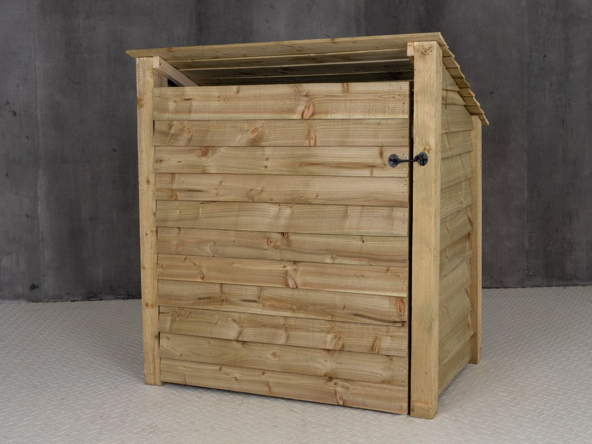 Wooden Log Store (Roof Sloping Back) with Door W-119cm, H-126cm Or 180cm, D-88cm - SGP Garden Ltd