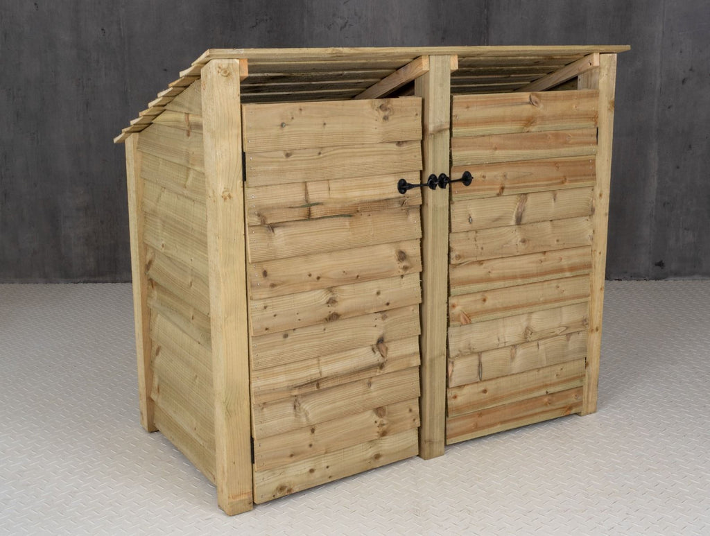Wooden Log Store (Roof Sloping Back) with Door W-146cm, H-126cm or 180cm, D-88cm - SGP Garden Ltd