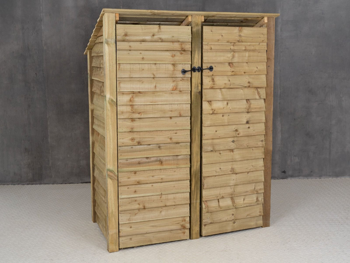 Wooden Log Store (Roof Sloping Back) with Door W-146cm, H-126cm or 180cm, D-88cm - SGP Garden Ltd