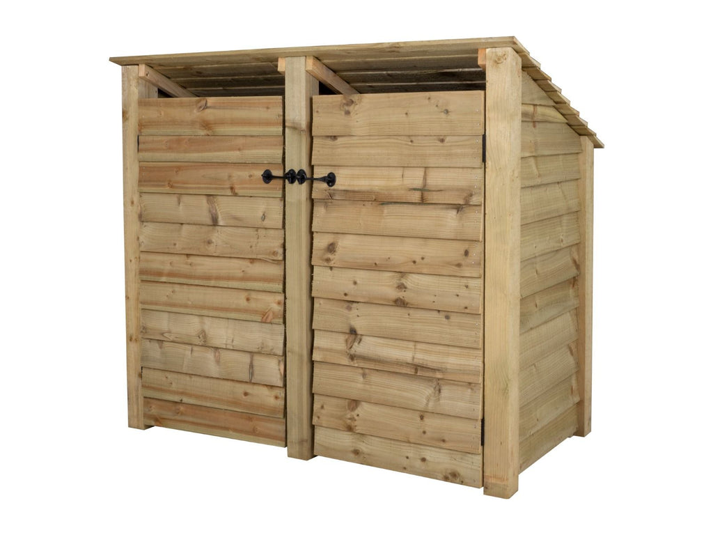 Wooden Log Store (Roof Sloping Back) with Door W-146cm, H-126cm or 180cm, D-88cm - SGP Garden Ltd