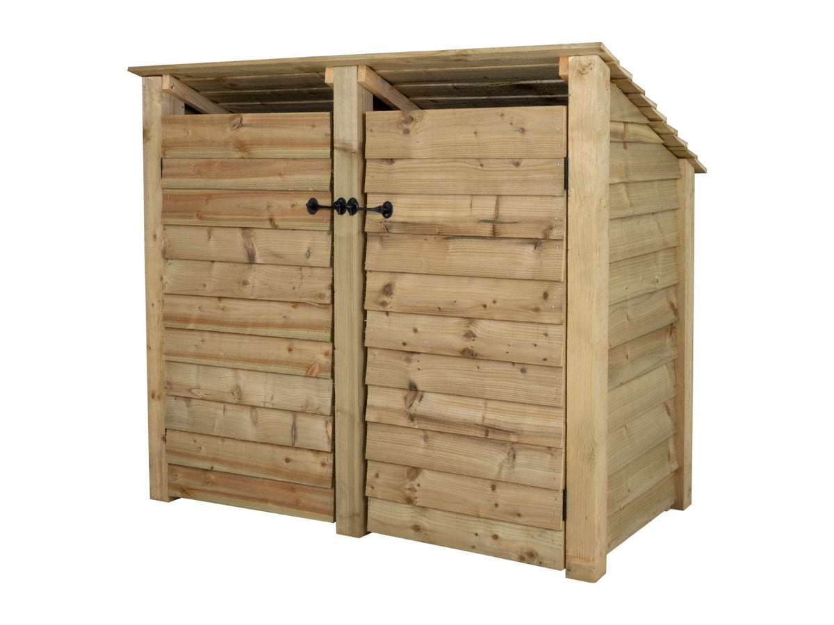 Wooden Log Store (Roof Sloping Back) with Door W-146cm, H-126cm or 180cm, D-88cm - SGP Garden Ltd