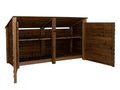 Wooden Log Store (Roof Sloping Back) with Doors and Shelf W-227cm, H-126cm or 180cm, D-88cm - Brown Finish - SGP Garden Ltd