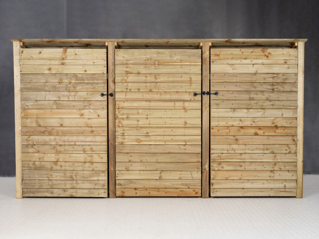Wooden Log Store (Roof Sloping Back) with Doors and Shelf W-335cm, H-126cm or 180cm, D-88cm - SGP Garden Ltd