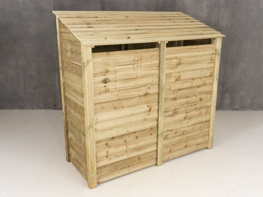Wooden Log Store (Roof Sloping Back) with Doors W-187cm, H-126cm or 180cm, D-88cm - SGP Garden Ltd