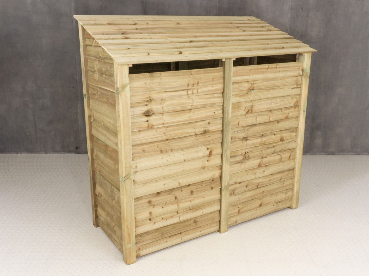 Wooden Log Store (Roof Sloping Back) with Doors W-187cm, H-126cm or 180cm, D-88cm - SGP Garden Ltd