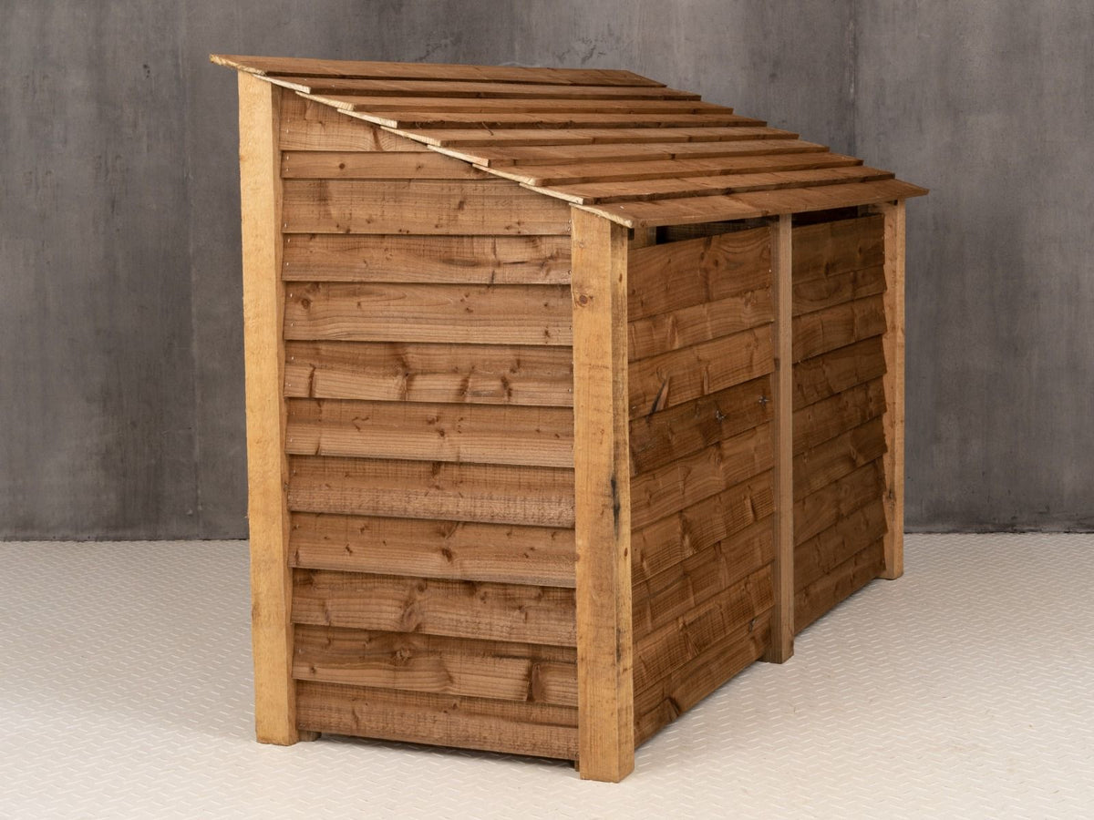 Wooden Log Store (Roof Sloping Back) with Doors W-187cm, H-126cm or 180cm, D-88cm - Brown Finish - SGP Garden Ltd