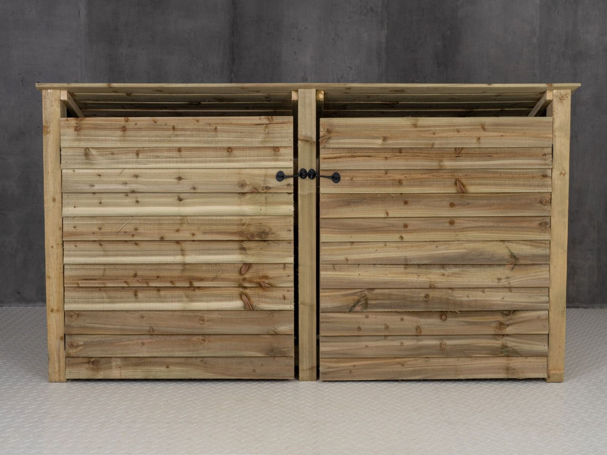 Wooden Log Store (Roof Sloping Back) with Doors W-227cm, H-126cm or 180cm, D-88cm - SGP Garden Ltd