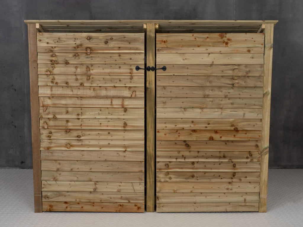 Wooden Log Store (Roof Sloping Back) with Doors W-227cm, H-126cm or 180cm, D-88cm - SGP Garden Ltd