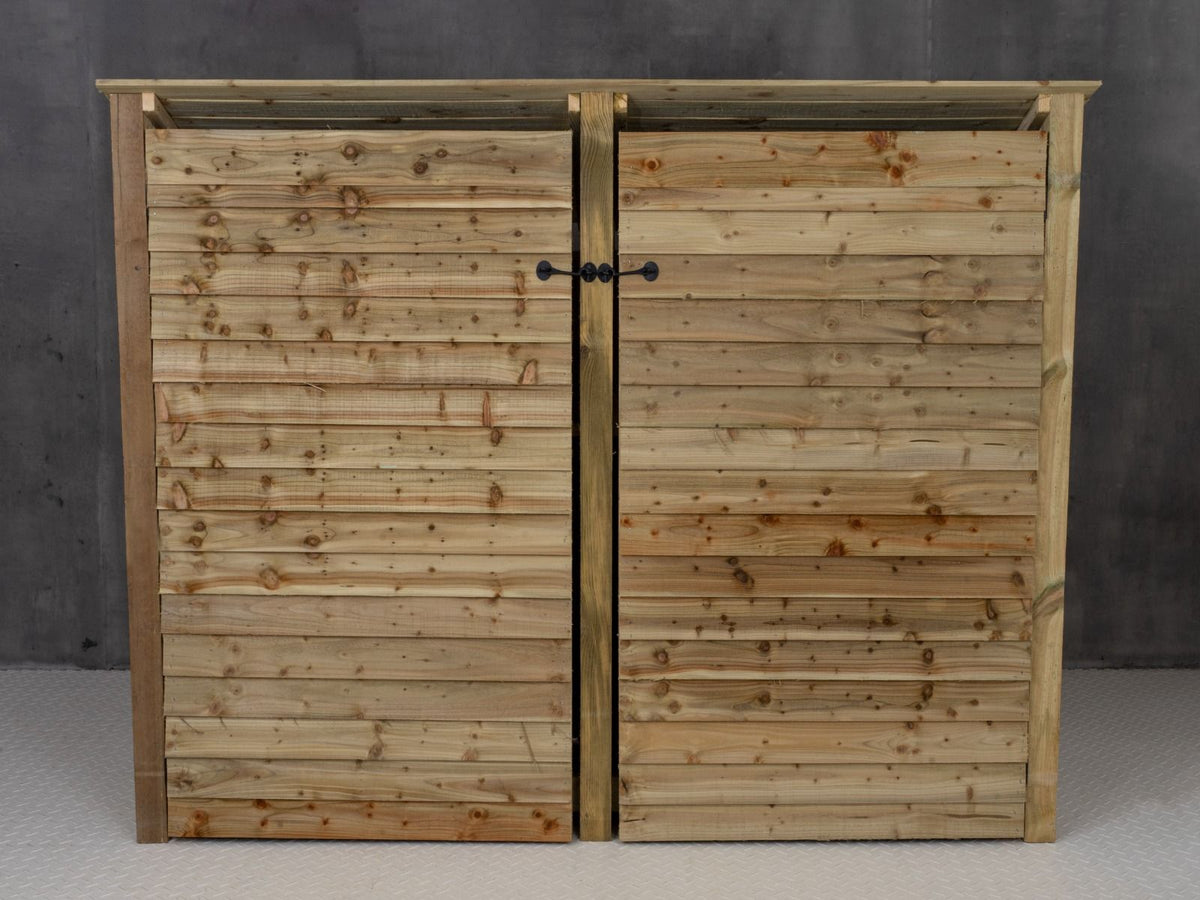 Wooden Log Store (Roof Sloping Back) with Doors W-227cm, H-126cm or 180cm, D-88cm - SGP Garden Ltd