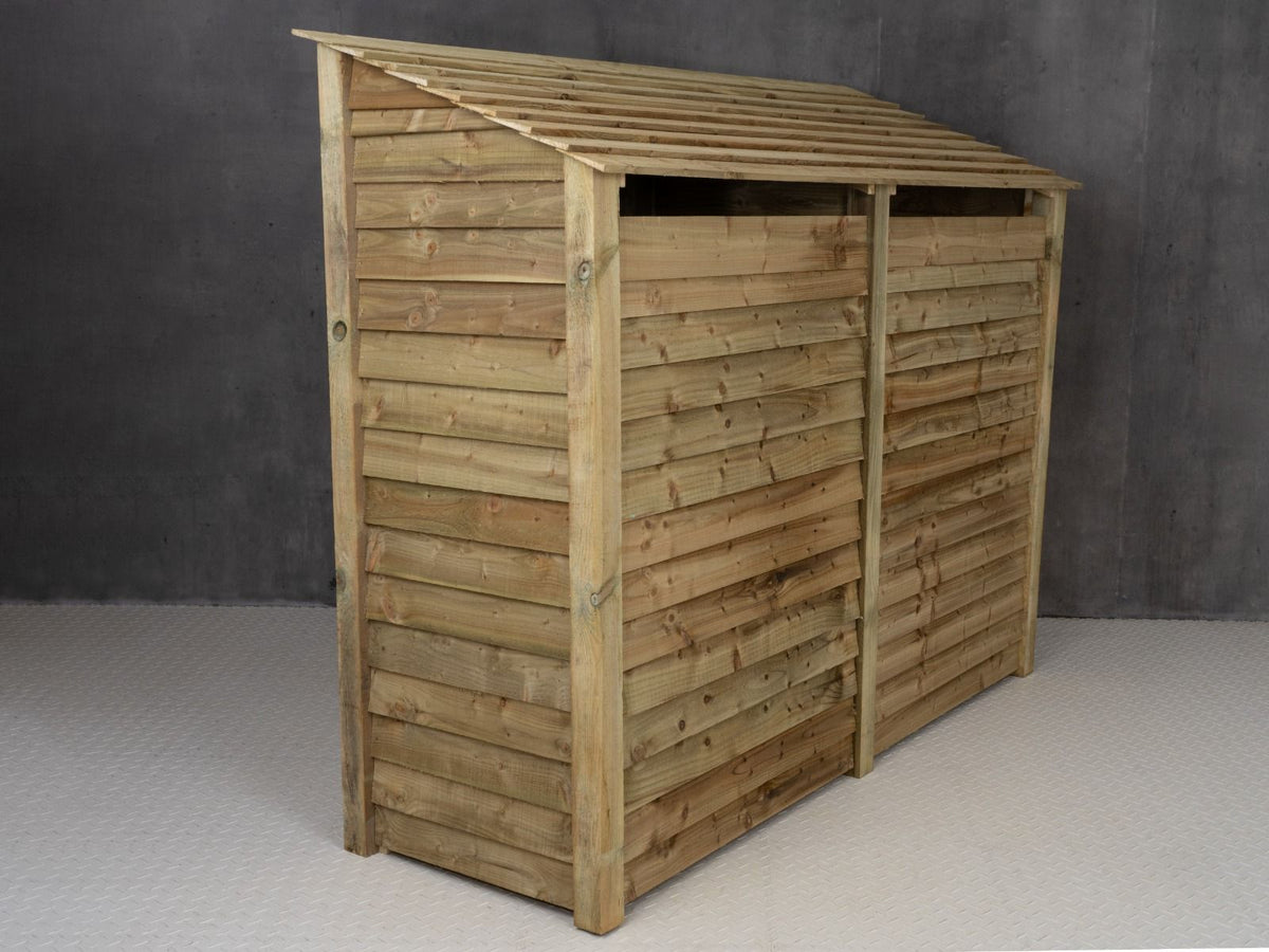 Wooden Log Store (Roof Sloping Back) with Doors W-227cm, H-126cm or 180cm, D-88cm - SGP Garden Ltd
