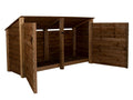 Wooden Log Store (Roof Sloping Back) with Doors W-227cm, H-126cm or 180cm, D-88cm - Brown Finish - SGP Garden Ltd