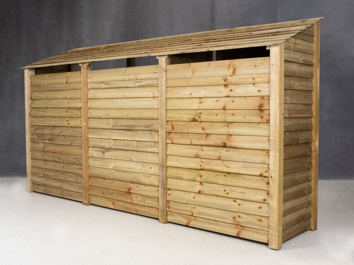 Wooden Log Store (Roof Sloping Back) with Doors W-335cm, H-126cm or 180cm, D-88cm - SGP Garden Ltd