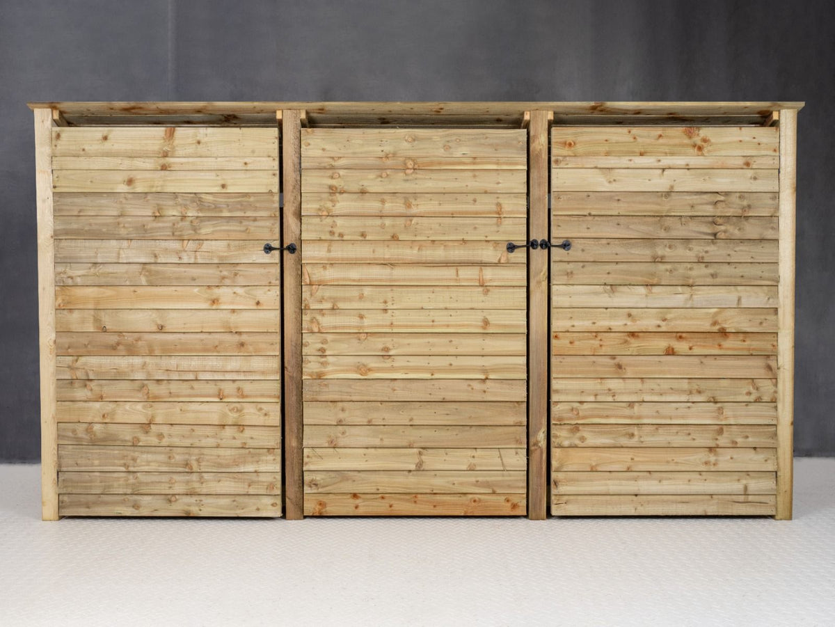 Wooden Log Store (Roof Sloping Back) with Doors W-335cm, H-126cm or 180cm, D-88cm - SGP Garden Ltd