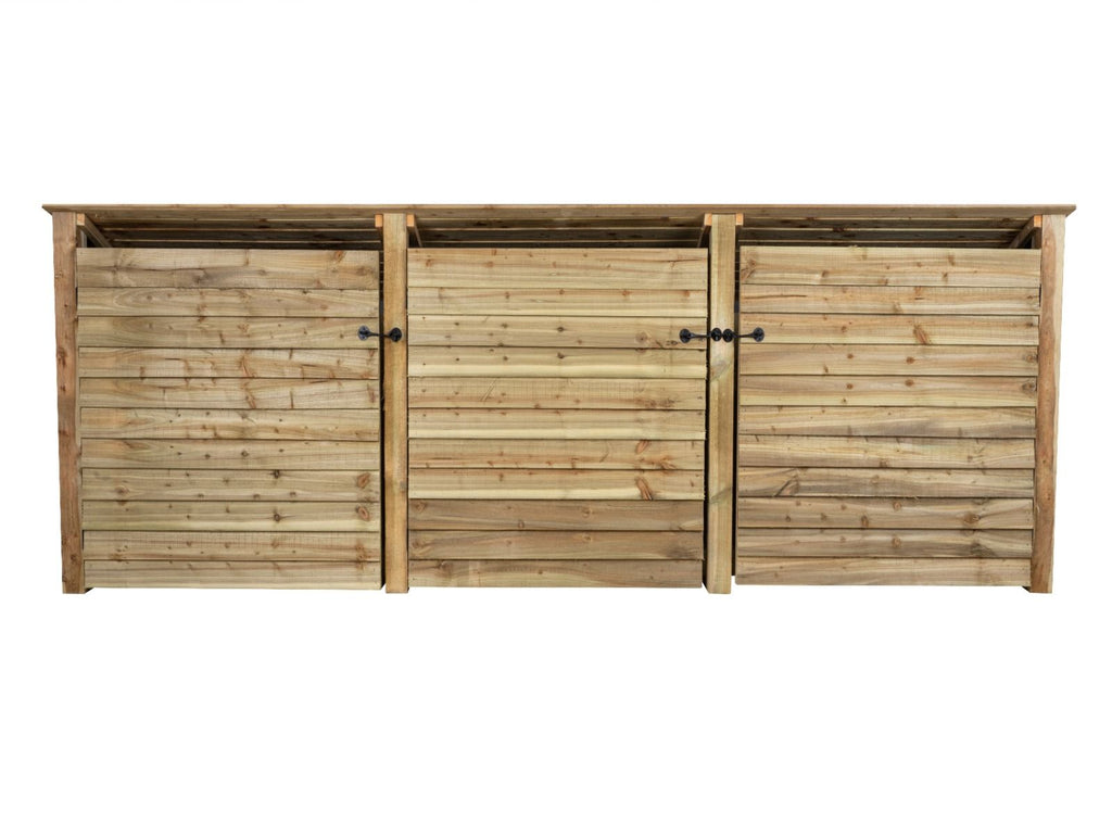 Wooden Log Store (Roof Sloping Back) with Doors W-335cm, H-126cm or 180cm, D-88cm - SGP Garden Ltd