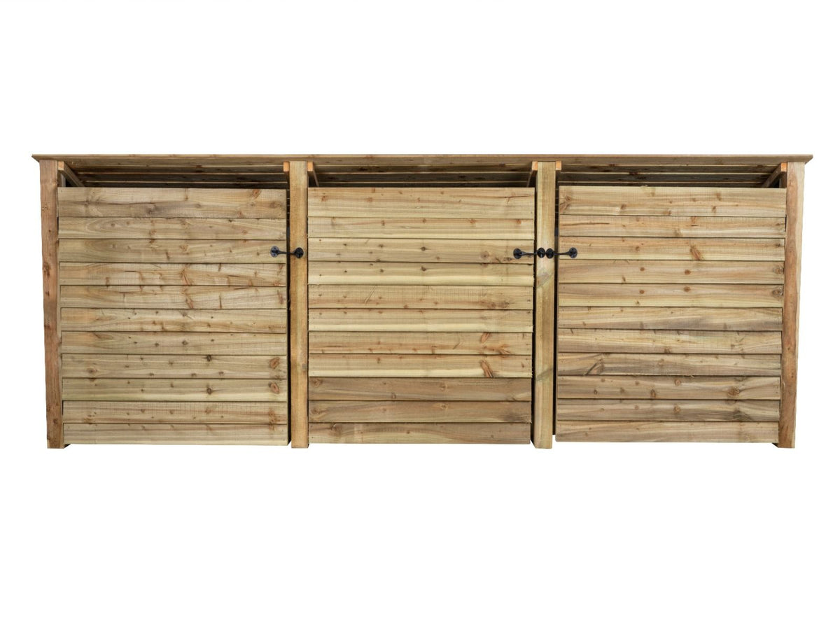 Wooden Log Store (Roof Sloping Back) with Doors W-335cm, H-126cm or 180cm, D-88cm - SGP Garden Ltd