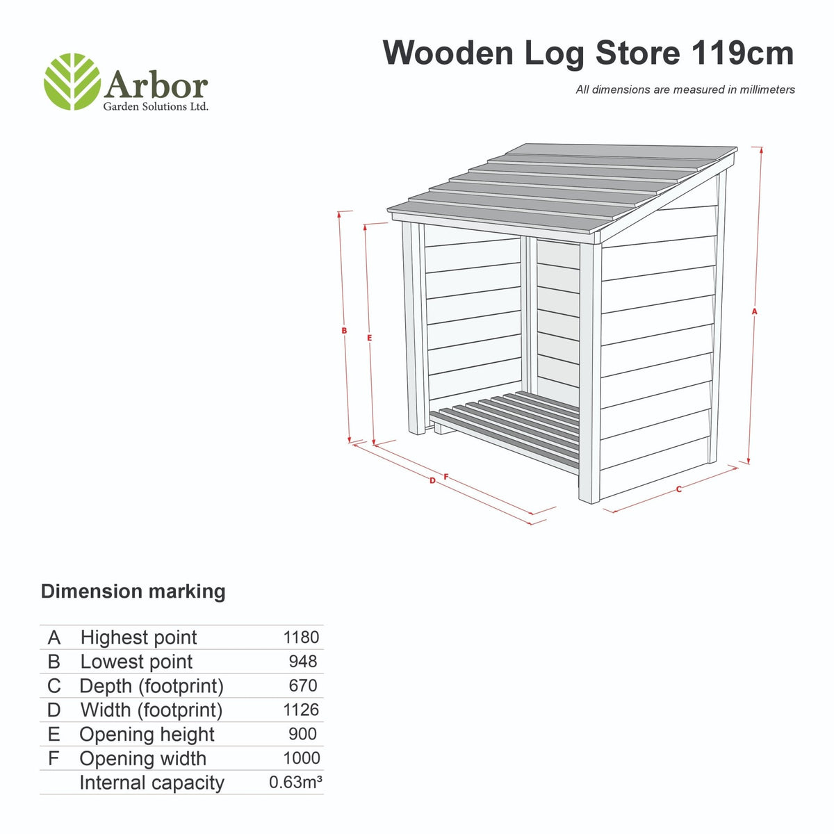 Wooden Log Store (W-119cm, H-118cm, D-71cm) - Brown Finish - SGP Garden Ltd