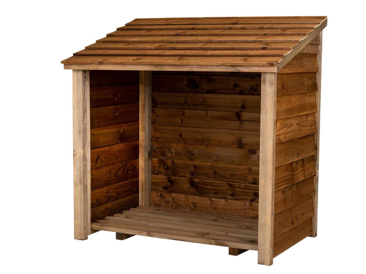 Wooden Log Store (W-119cm, H-118cm, D-71cm) - Brown Finish - SGP Garden Ltd