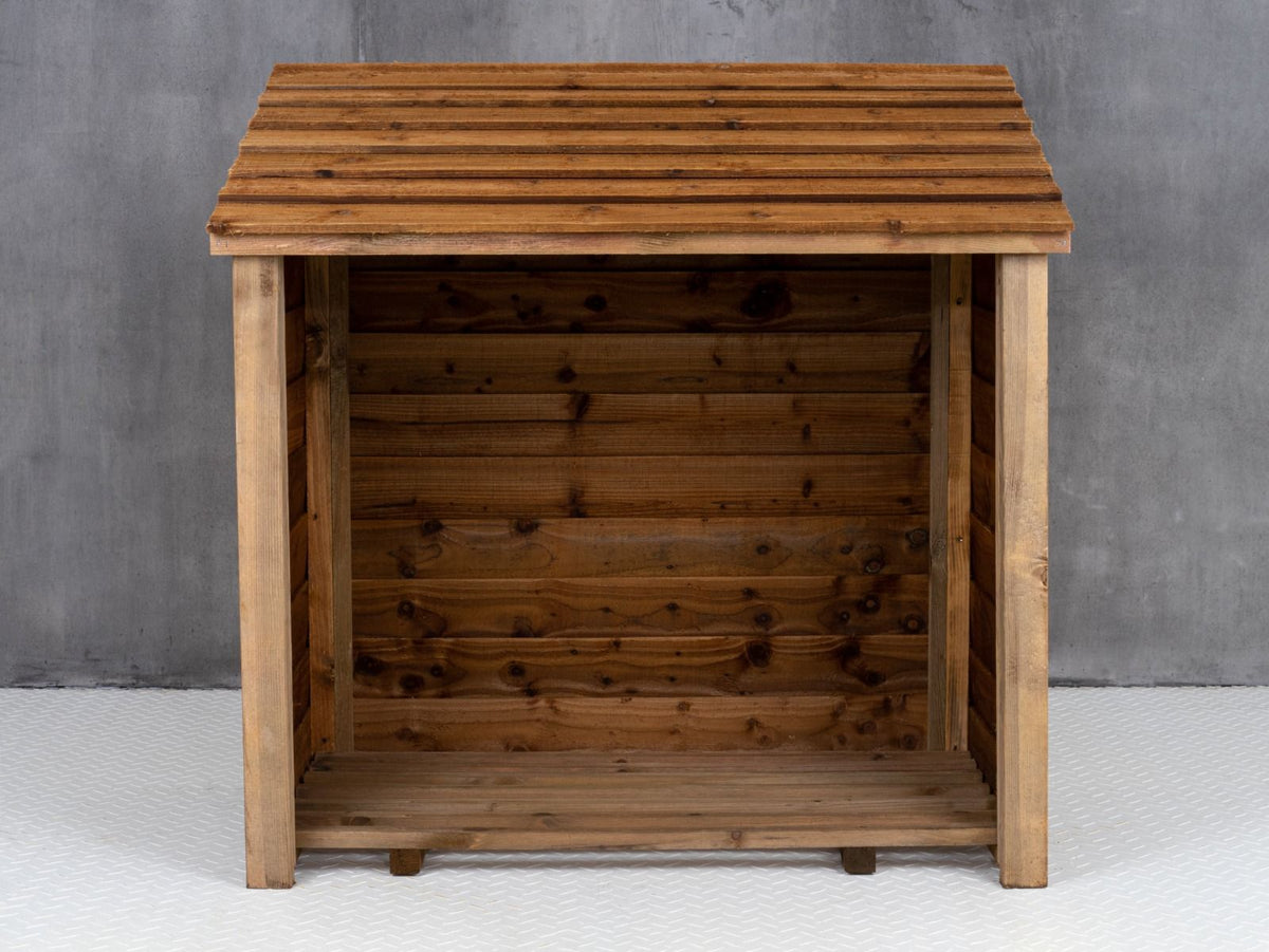 Wooden Log Store (W-119cm, H-118cm, D-71cm) - Brown Finish - SGP Garden Ltd