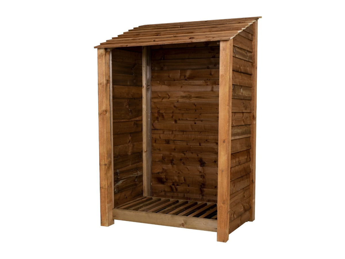 Wooden Log Store W-119cm, H-126cm or 180cm, D-88cm - Brown Finish - SGP Garden Ltd