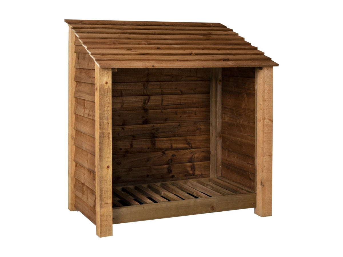Wooden Log Store W-119cm, H-126cm or 180cm, D-88cm - Brown Finish - SGP Garden Ltd