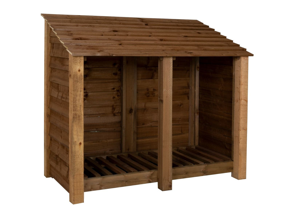 Wooden Log Store W-146cm, H-126cm or 180cm, D-88cm - Brown Finish - SGP Garden Ltd